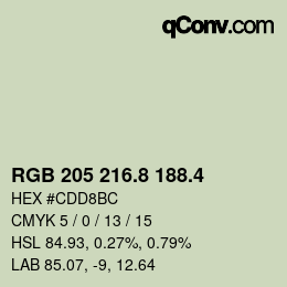 カラーコード: RGB 205 216.8 188.4 | qconv.com