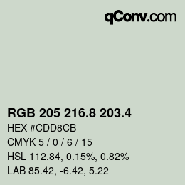 カラーコード: RGB 205 216.8 203.4 | qconv.com