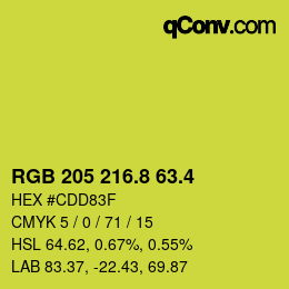 カラーコード: RGB 205 216.8 63.4 | qconv.com