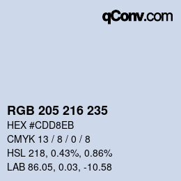 Farbcode: RGB 205 216 235 | qconv.com