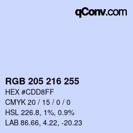 Color code: RGB 205 216 255 | qconv.com