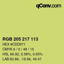 Color code: RGB 205 217 113 | qconv.com