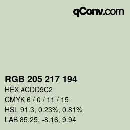 Color code: RGB 205 217 194 | qconv.com