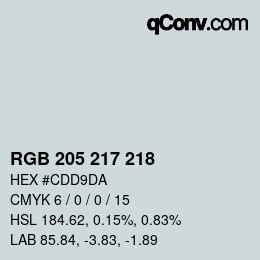 カラーコード: RGB 205 217 218 | qconv.com
