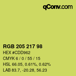 Color code: RGB 205 217 98 | qconv.com