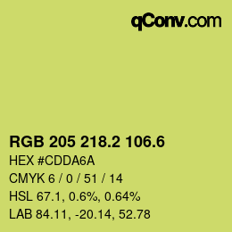 カラーコード: RGB 205 218.2 106.6 | qconv.com