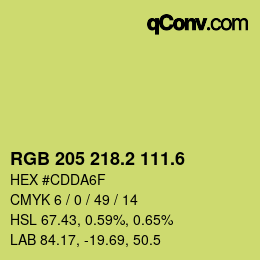 カラーコード: RGB 205 218.2 111.6 | qconv.com