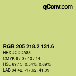 カラーコード: RGB 205 218.2 131.6 | qconv.com