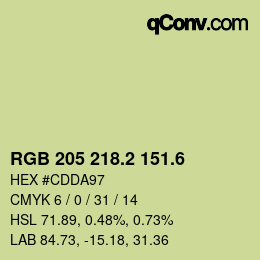 カラーコード: RGB 205 218.2 151.6 | qconv.com