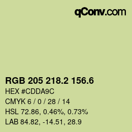 カラーコード: RGB 205 218.2 156.6 | qconv.com