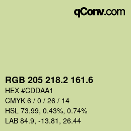 カラーコード: RGB 205 218.2 161.6 | qconv.com