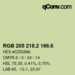 カラーコード: RGB 205 218.2 166.6 | qconv.com