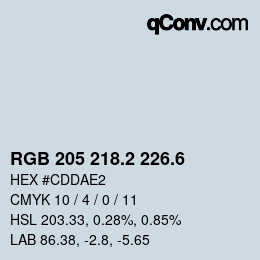 カラーコード: RGB 205 218.2 226.6 | qconv.com