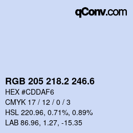 カラーコード: RGB 205 218.2 246.6 | qconv.com