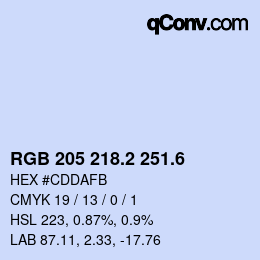 カラーコード: RGB 205 218.2 251.6 | qconv.com