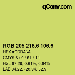 カラーコード: RGB 205 218.6 106.6 | qconv.com