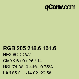 カラーコード: RGB 205 218.6 161.6 | qconv.com