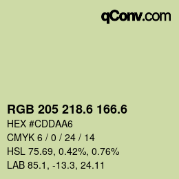 カラーコード: RGB 205 218.6 166.6 | qconv.com