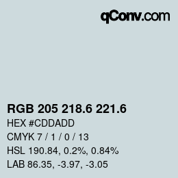 カラーコード: RGB 205 218.6 221.6 | qconv.com