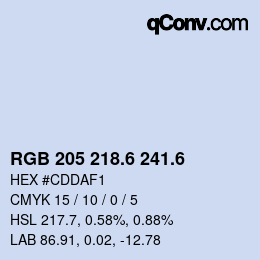 カラーコード: RGB 205 218.6 241.6 | qconv.com