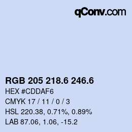 カラーコード: RGB 205 218.6 246.6 | qconv.com
