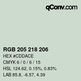 カラーコード: RGB 205 218 206 | qconv.com