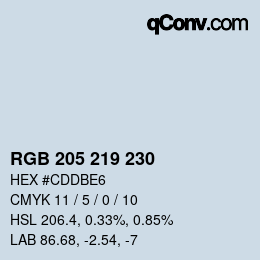 Code couleur: RGB 205 219 230 | qconv.com