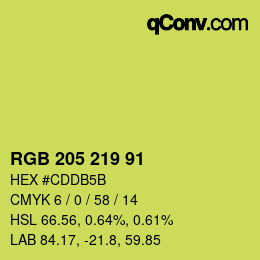 Color code: RGB 205 219 91 | qconv.com