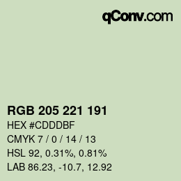 Color code: RGB 205 221 191 | qconv.com