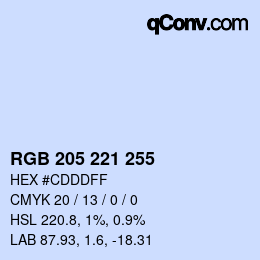 Color code: RGB 205 221 255 | qconv.com