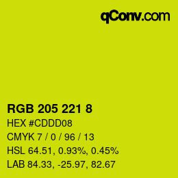 Color code: RGB 205 221 8 | qconv.com