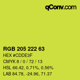 Color code: RGB 205 222 63 | qconv.com