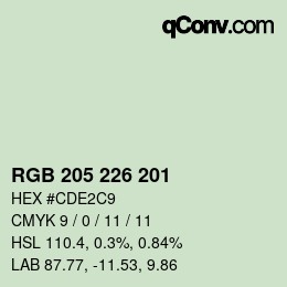 Color code: RGB 205 226 201 | qconv.com