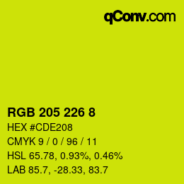 Color code: RGB 205 226 8 | qconv.com