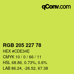 Color code: RGB 205 227 78 | qconv.com