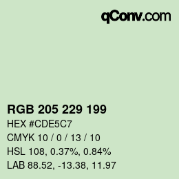 Color code: RGB 205 229 199 | qconv.com