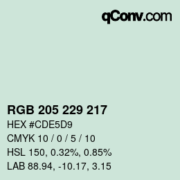 Color code: RGB 205 229 217 | qconv.com