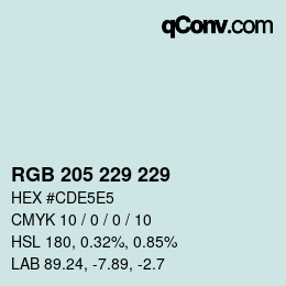 Color code: RGB 205 229 229 | qconv.com