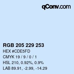 Color code: RGB 205 229 253 | qconv.com