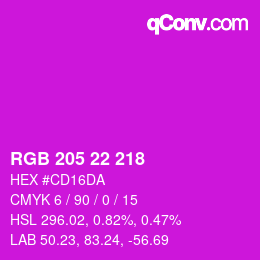 Código de color: RGB 205 22 218 | qconv.com