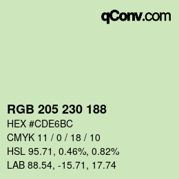颜色代码: RGB 205 230 188 | qconv.com