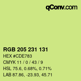 Farbcode: RGB 205 231 131 | qconv.com