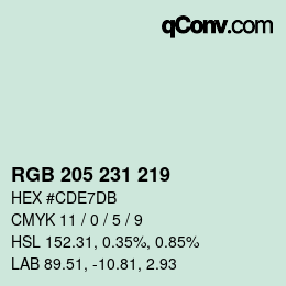 Farbcode: RGB 205 231 219 | qconv.com