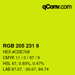 カラーコード: RGB 205 231 8 | qconv.com