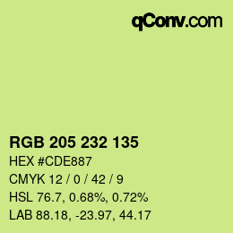 カラーコード: RGB 205 232 135 | qconv.com