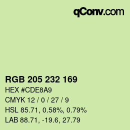 Color code: RGB 205 232 169 | qconv.com