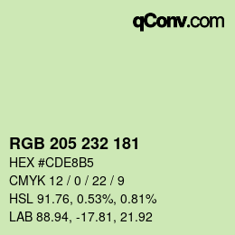 Color code: RGB 205 232 181 | qconv.com