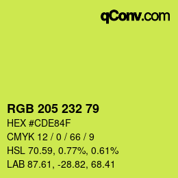 Color code: RGB 205 232 79 | qconv.com