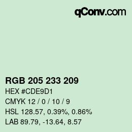 Color code: RGB 205 233 209 | qconv.com