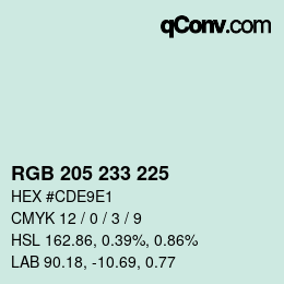 カラーコード: RGB 205 233 225 | qconv.com